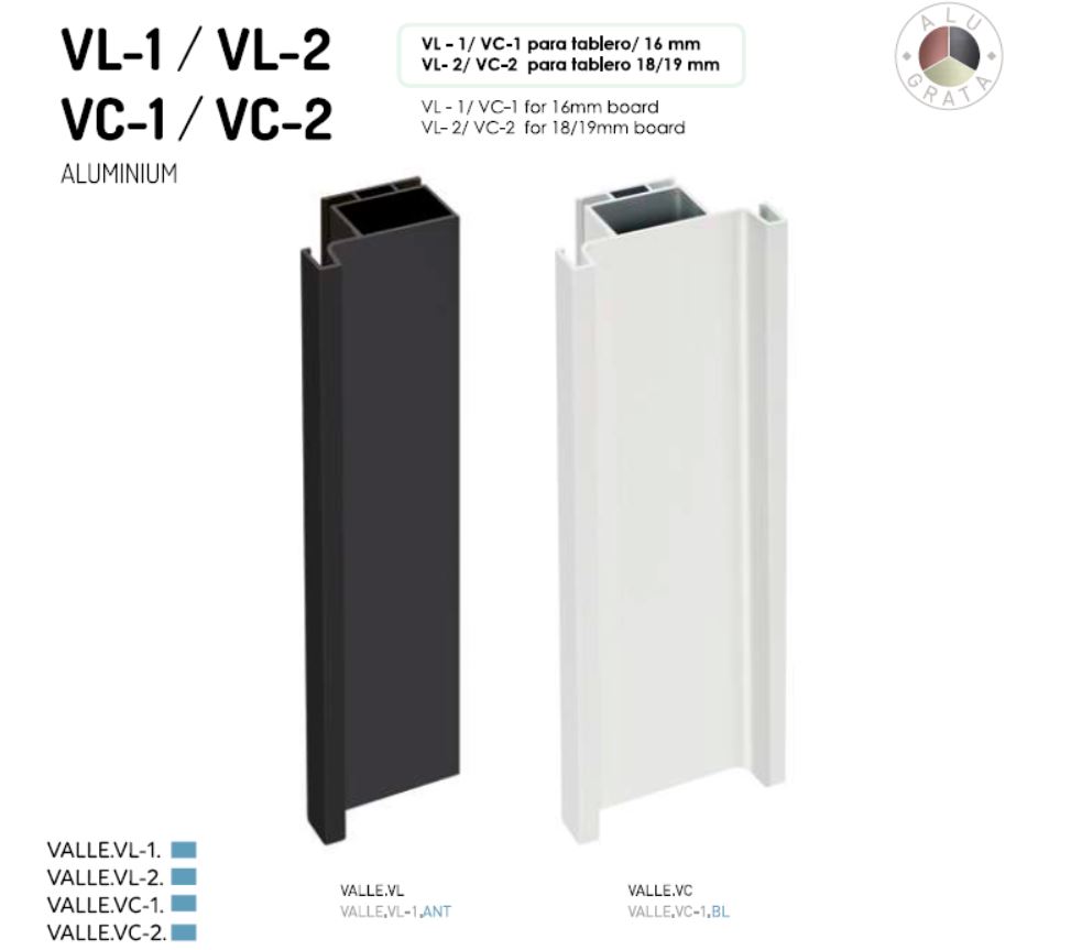 Sistema Valle Plano Instalación Vertical VP-1/VP-2 Aluminium